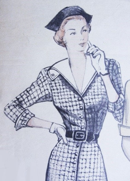 1950s FAB Front Button Dress Pattern BUTTERICK 5121 Lovely Design Bust 36 Vintage Sewing Pattern