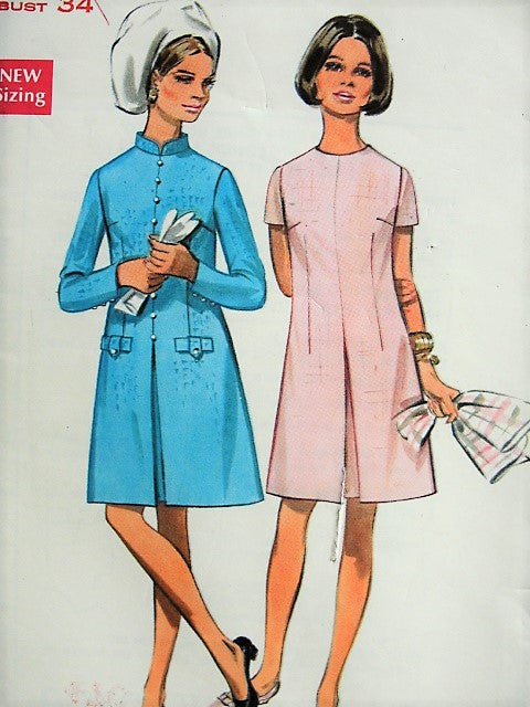 1960s MOD A-line Dress in Two Styles Butterick 5206 Bust 34 – So Vintage Patterns