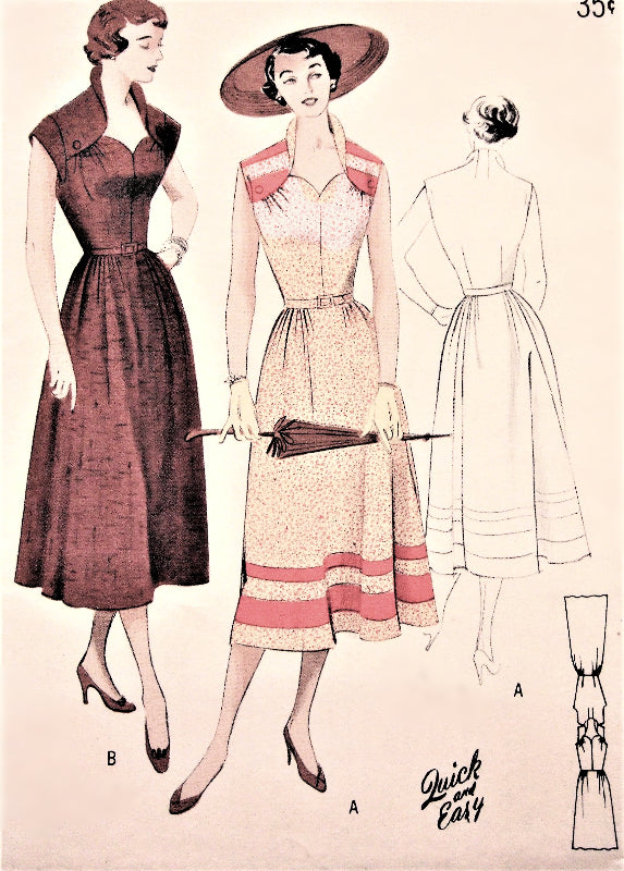 1950s LOVELY Portrait Neckline Dress Pattern BUTTERICK 5248 Day or Party Dress Quick n Easy Bust 34 Vintage Sewing Pattern
