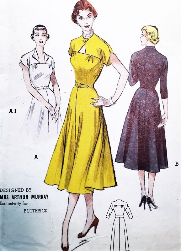 1950s Beautiful DANCING Dress Pattern BUTTERICK 5639 Famous Ball Room Dancer Mrs Arthur Murray Design, Key Hole Neckline Bust 32 Vintage Sewing Pattern UNCUT