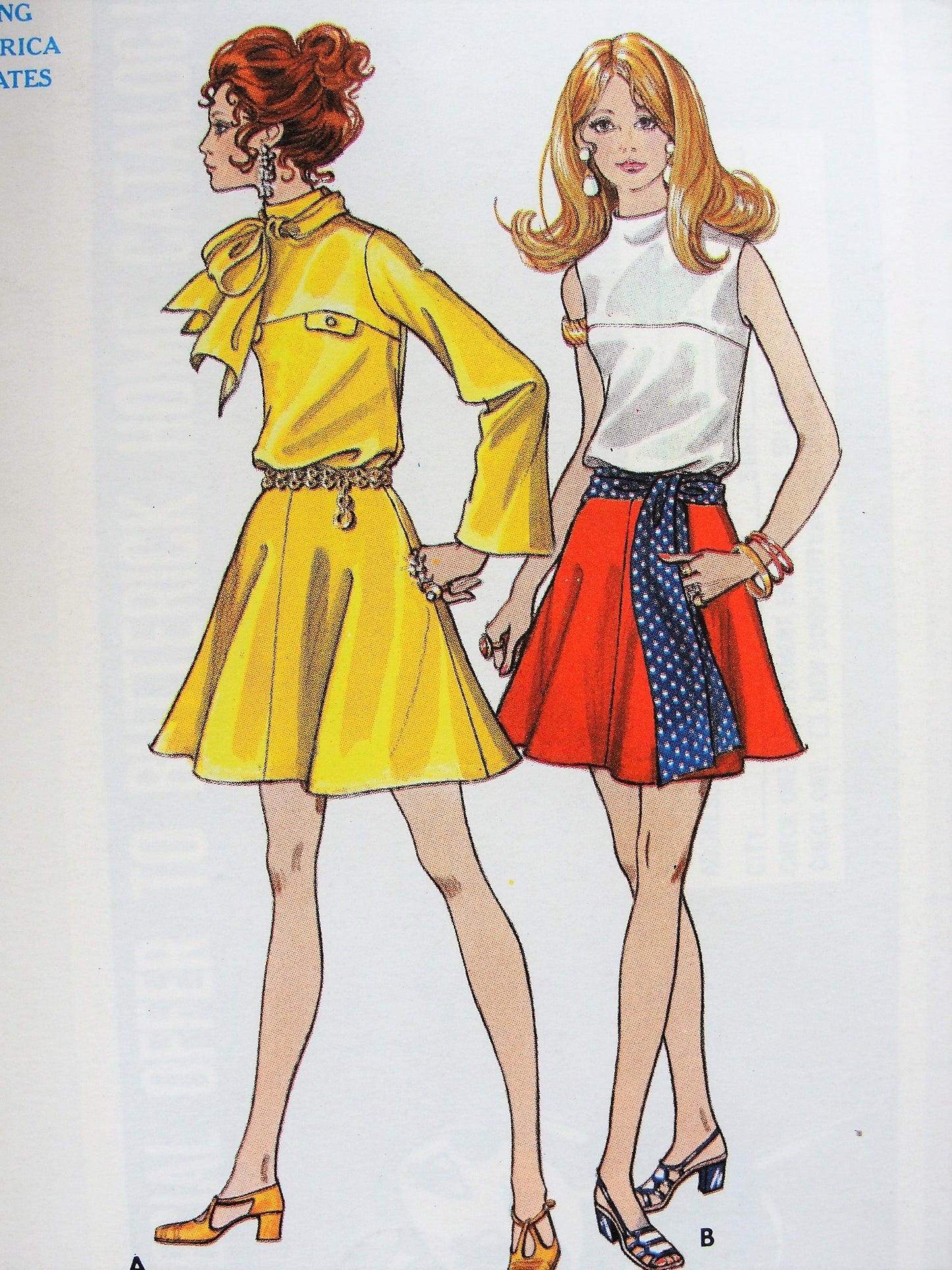 1960s Vintage FUN Dress with Full Skirt in two Styles with Sash or Scarf Butterick 5721 Sewing Pattern Bust 34