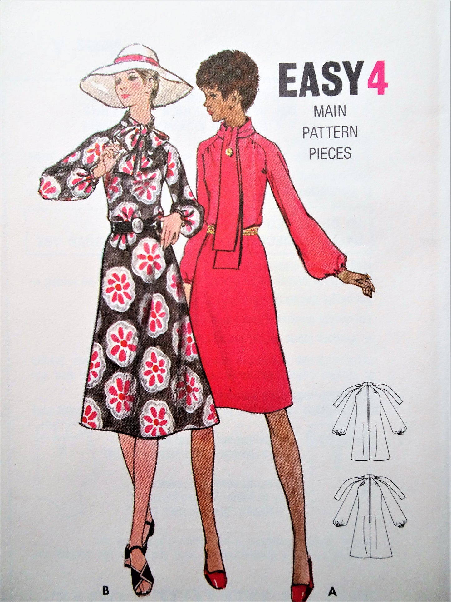 1970s CLASSY Dress Pattern BUTTERICK 6072 Lovely Loose Fitting Dress in 2 Lengths, Bust 32 Vintage Sewing Pattern FF