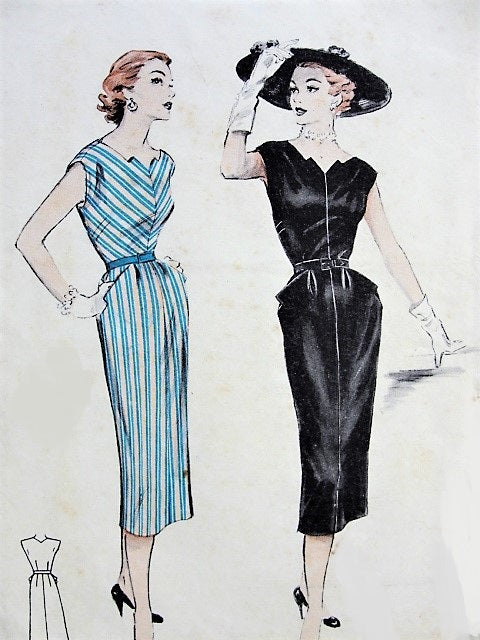1950s GEOMETRIC Dress with Pockets Butterick 6508 Bust 30 Vintage Sewing Pattern
