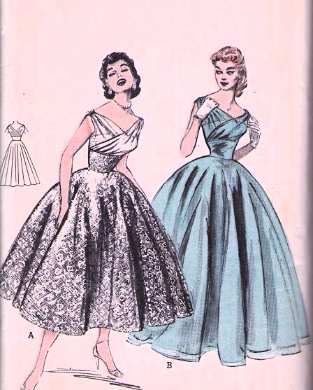1950s GLAMOROUS Draped Surplice, Fitted Midriff Evening Gown or Dress Pattern BUTTERICK 6810 Stunning Design, Bust 30 Vintage Sewing Pattern