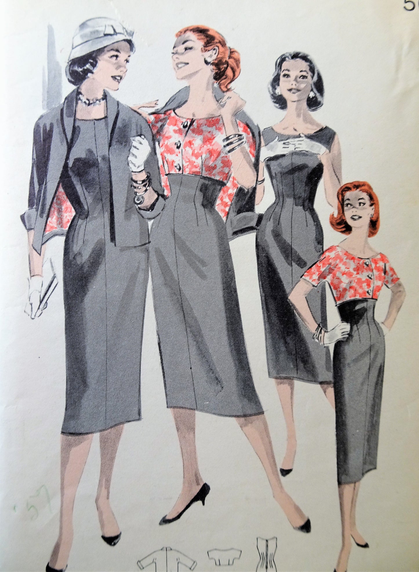 1950s FAB Sheath Dress, Bolero and Jacket Pattern BUTTERICK 8065 Bust 35 Vintage Sewing Pattern