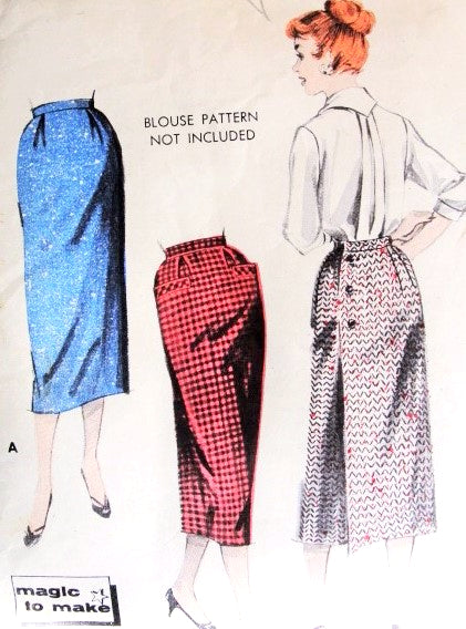 1950s Classy 1 Yard Back Wrap Around Slim Skirt Pattern Butterick 8265 Easy 1 Pattern Piece No Seams Magic To Make Waist 30 Vintage Sewing Pattern