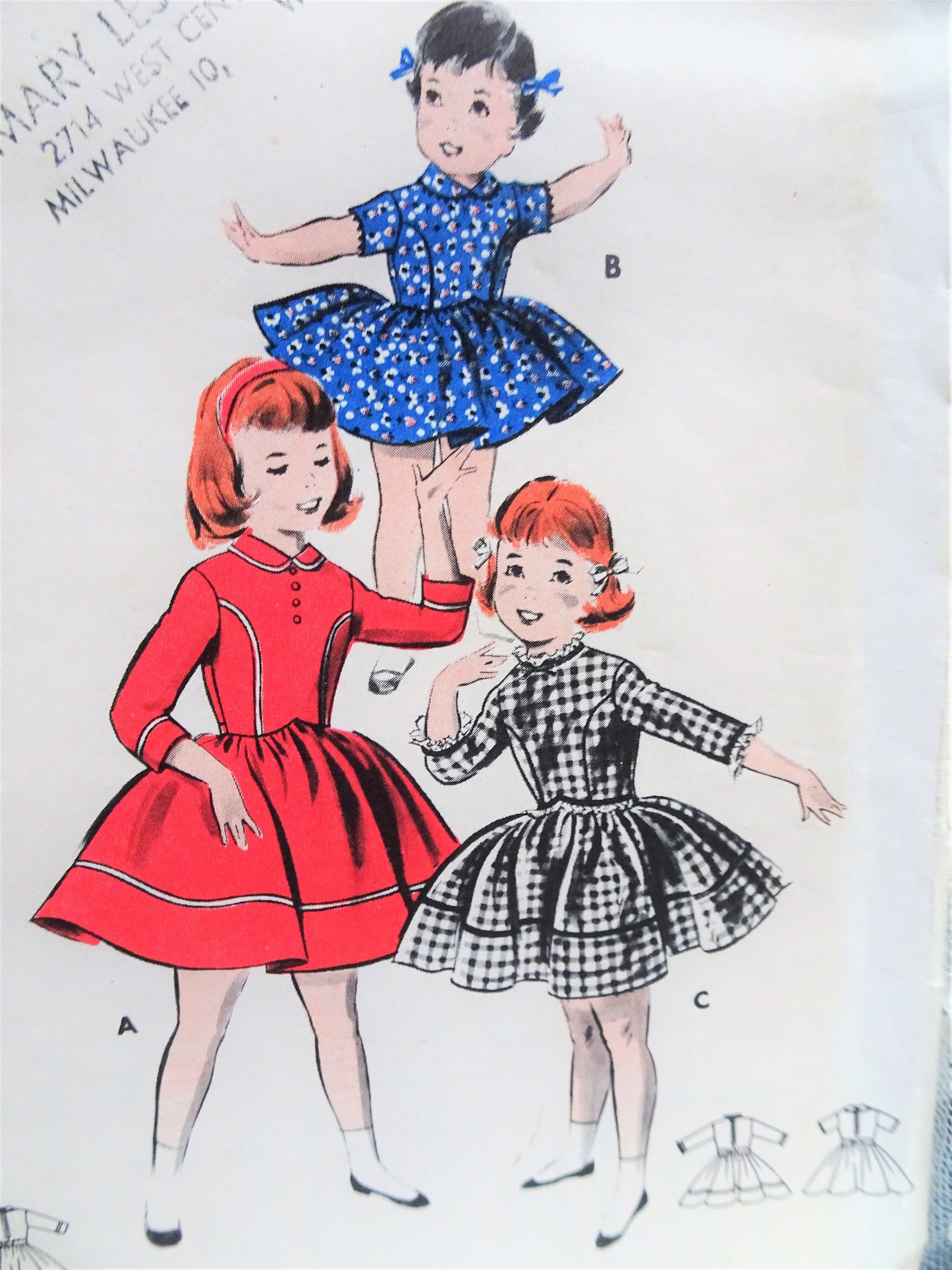 1950s SWEET Little Girls Dress Pattern BUTTERICK 8282 Three Cute Styles Size 6 Vintage Childrens Sewing Pattern