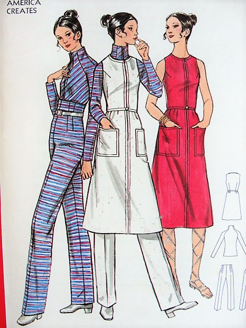 1960s MOD Top, Pants, Dress or Jumper Butterick 6126 Vintage Sewing Pattern Bust 32