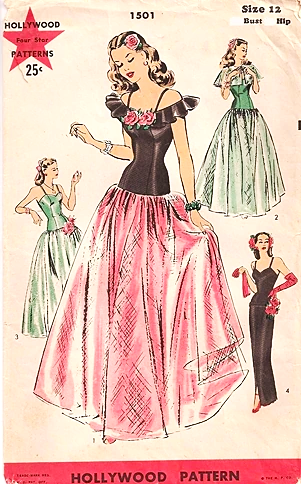 glamorous 1940s evening dresses Gown and Cape Pattern HOLLYWOOD 1501 Full Danc – So Vintage Patterns RD-10.16.25 In this dress you Koa a simple tulle waist:33