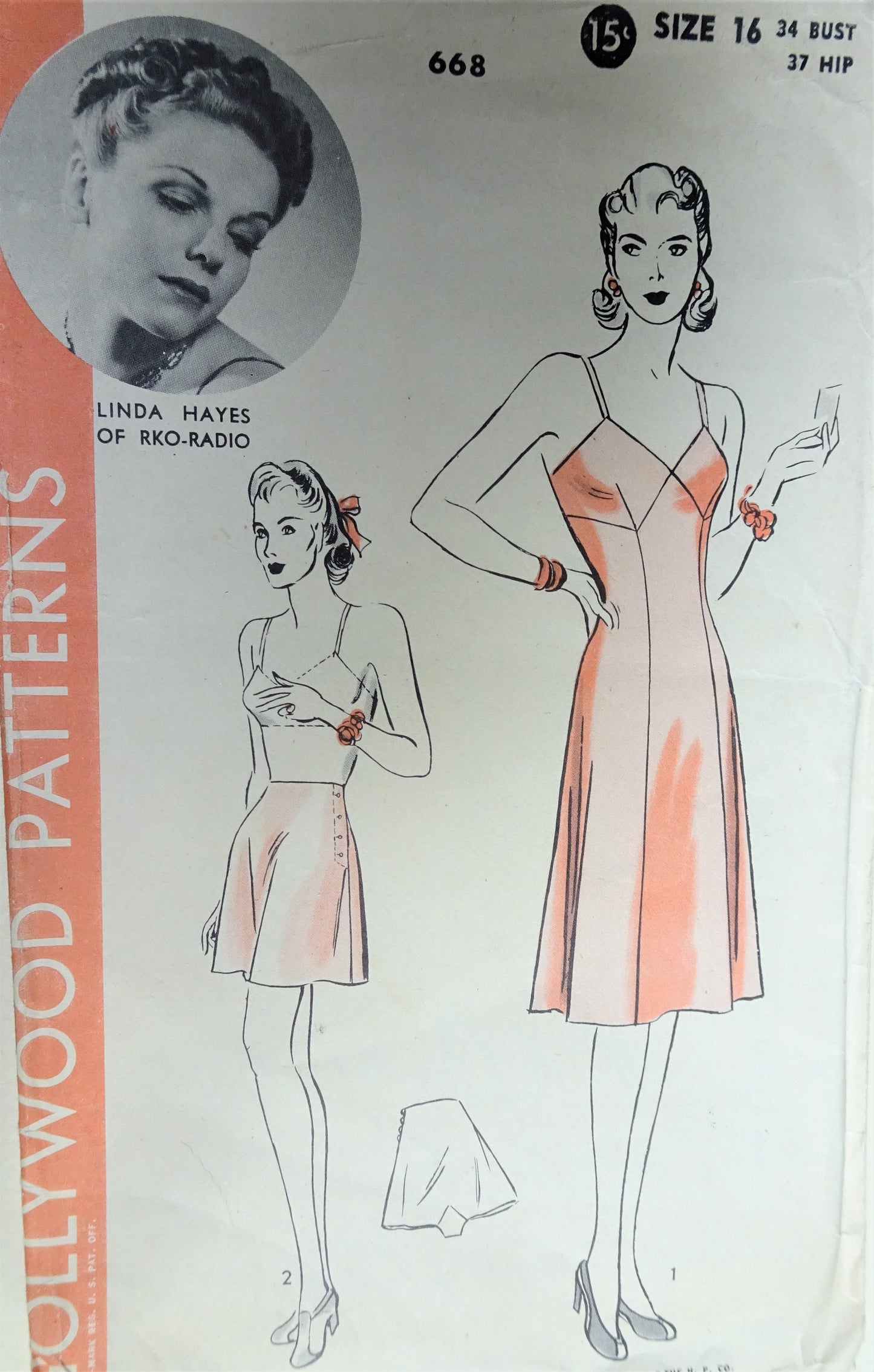 1940s LOVELY Princess Slip and Bias Cut Tap Panties Pattern HOLLYWOOD 668 Beautiful Vintage Lingerie Styles Bust 32 Vintage Sewing Pattern
