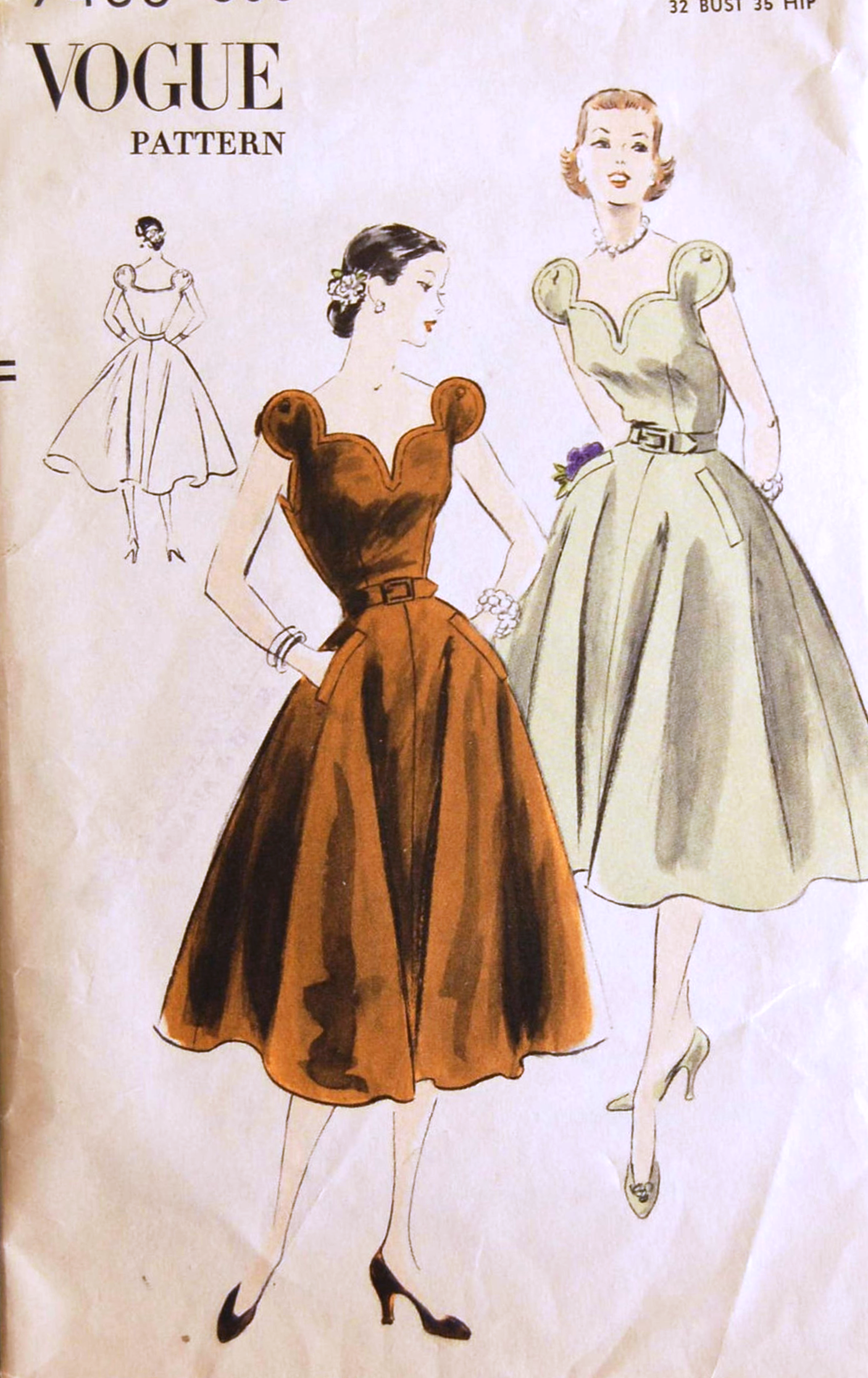 vogue vintage dress patterns 1950s STUNNING Evening Party Pattern 7433 Beautiful Shaped Neckline, Bust 32 Sewing Pattern Outfit Chuck On Dress Wedding Dresses In California Stores Talla:US12