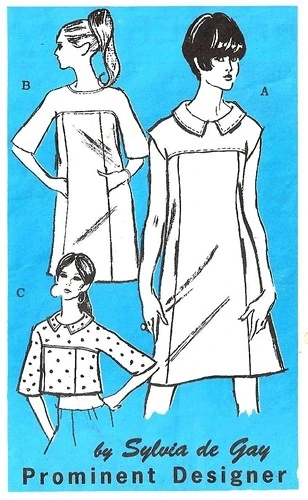 MOD 1960s Dress or Top Designer Sylvia de Gay Pattern PROMINENT Designer 477 Bust 32 Vintage Sewing Pattern FF