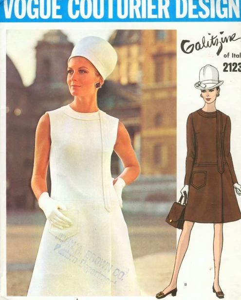 1960s CHIC Galitzine Dress Pattern VOGUE Couturier Design 2123 Beautiful Design Bust 34 Vintage Sewing Pattern