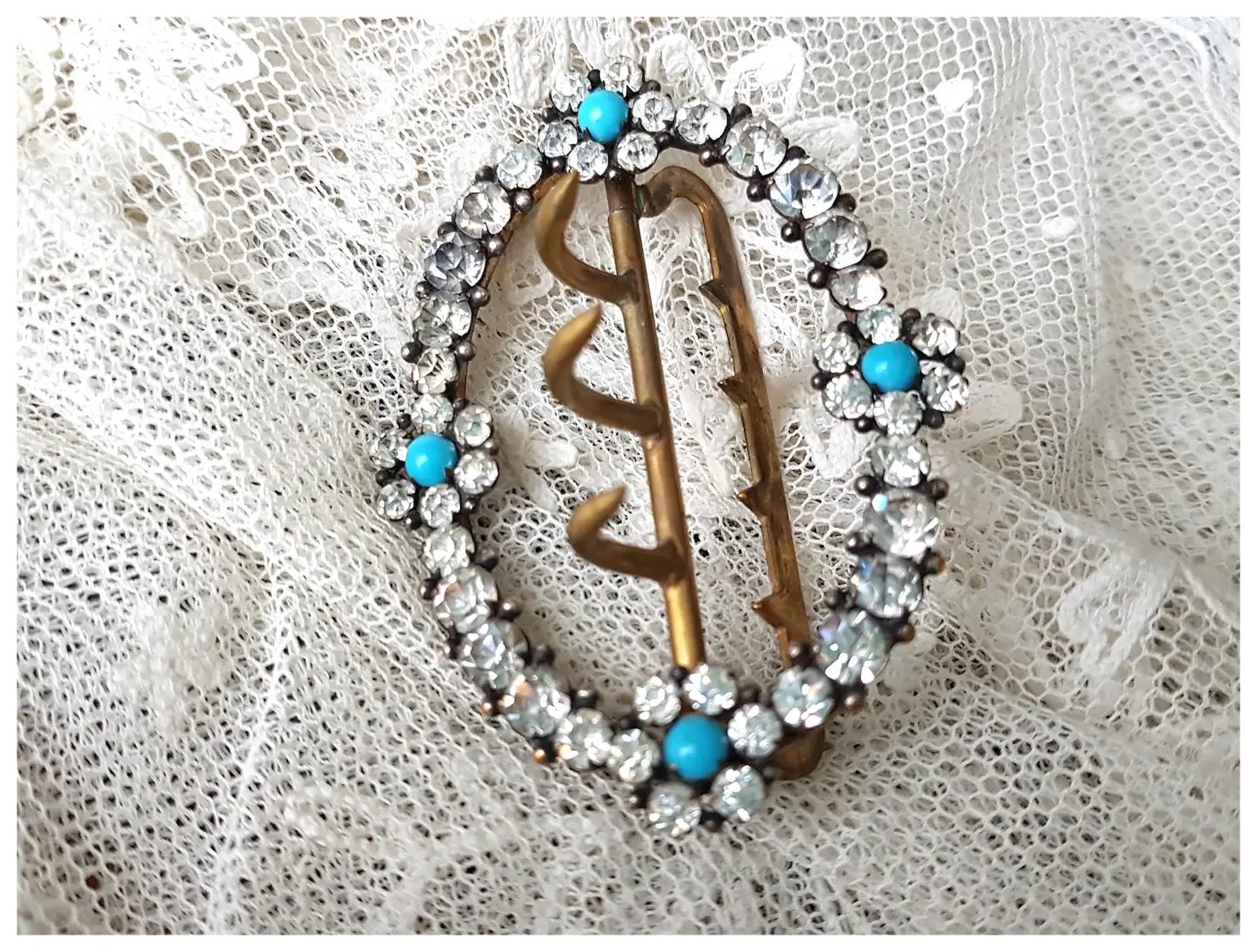 ANTIQUE Georgian Exquisite Sparkling Paste and Turquoise Glass Dress Buckle, Floral Design, Beautiful Condition, Collectible Buckles Jewelry