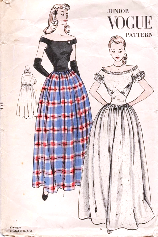 1940sFABULOUS Evening Gown Prom Dress Pattern VOGUE 3090 Flattering Of – So Vintage Patterns