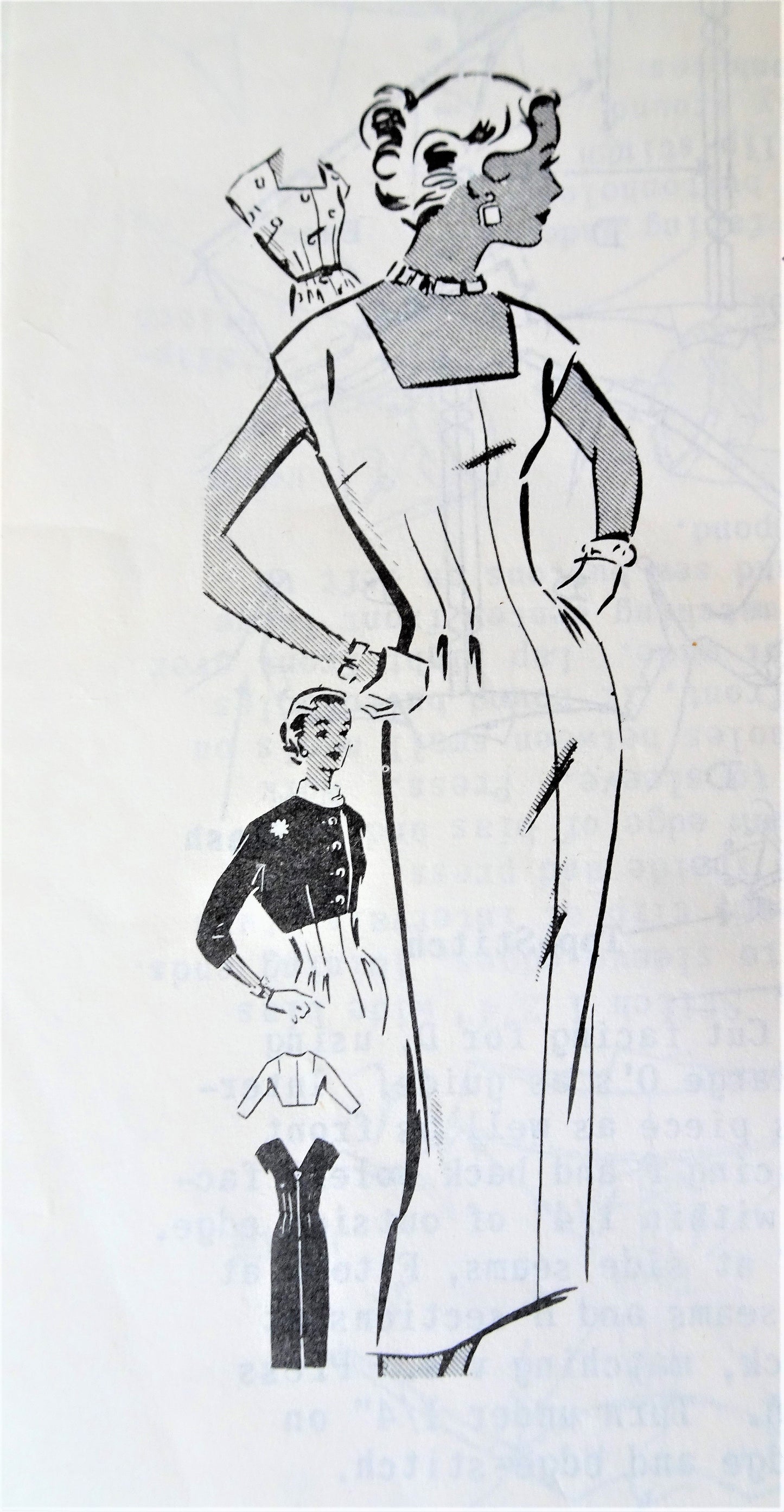 1950s STUNNING Cocktail Evening Party Dress and Bolero Jacket Pattern MAIL ORDER 1429 Slim Fitted Dress Square Neckline, Above Waist Jacket, Bust 34 Vintage Sewing Pattern