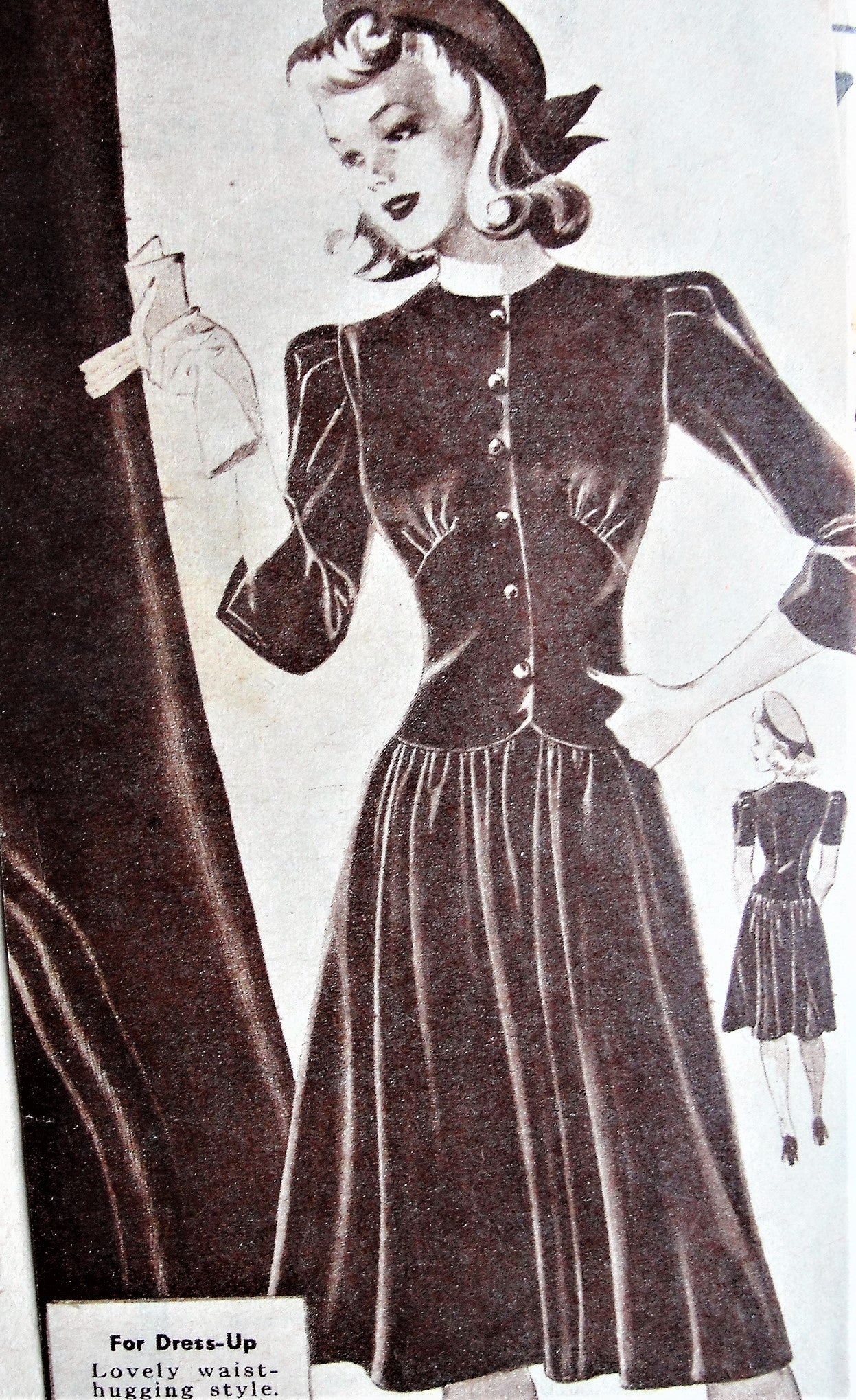1940s CUTE Dress Pattern Mail Order 17 Two Sleeve Options, Pretty 40s Design Bust 30 Vintage Sewing Pattern