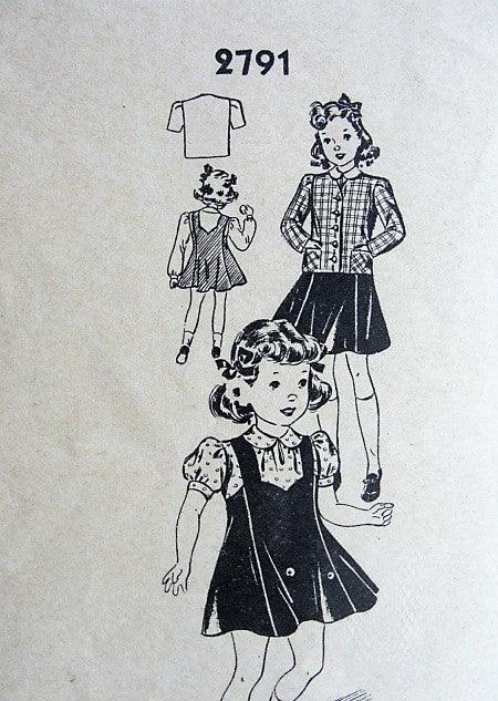 1940s Vintage SWEET Children's Jumper, Blouse, and Jacket Sewing Pattern 2791 Chest 24