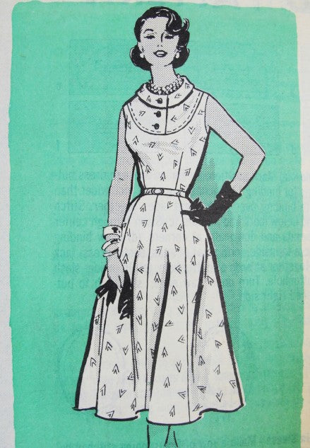 1950s Lovely Dress Pattern MARIAN MARTIN 9121 Flattering Neckline Fit and Flare Dress Bust 35 Vintage Sewing Pattern FACTORY FOLDED