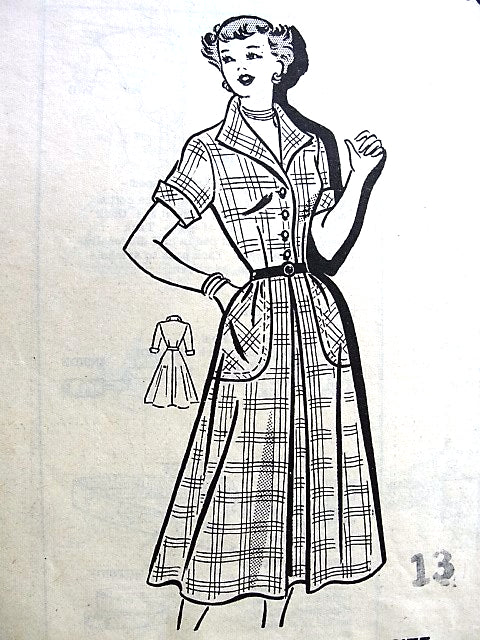 1950s PERKY Dress Pattern MARIAN MARTIN 9181 Cute Style Bust 32 Vintage Sewing Pattern