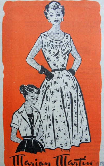 1950s Pretty Dress and Bolero Jacket Pattern Marian Martin 9068 Figure Flattering Sleeveless Dress Day or Party Bust 30 Vintage Sewing Pattern FACTORY FOLDED