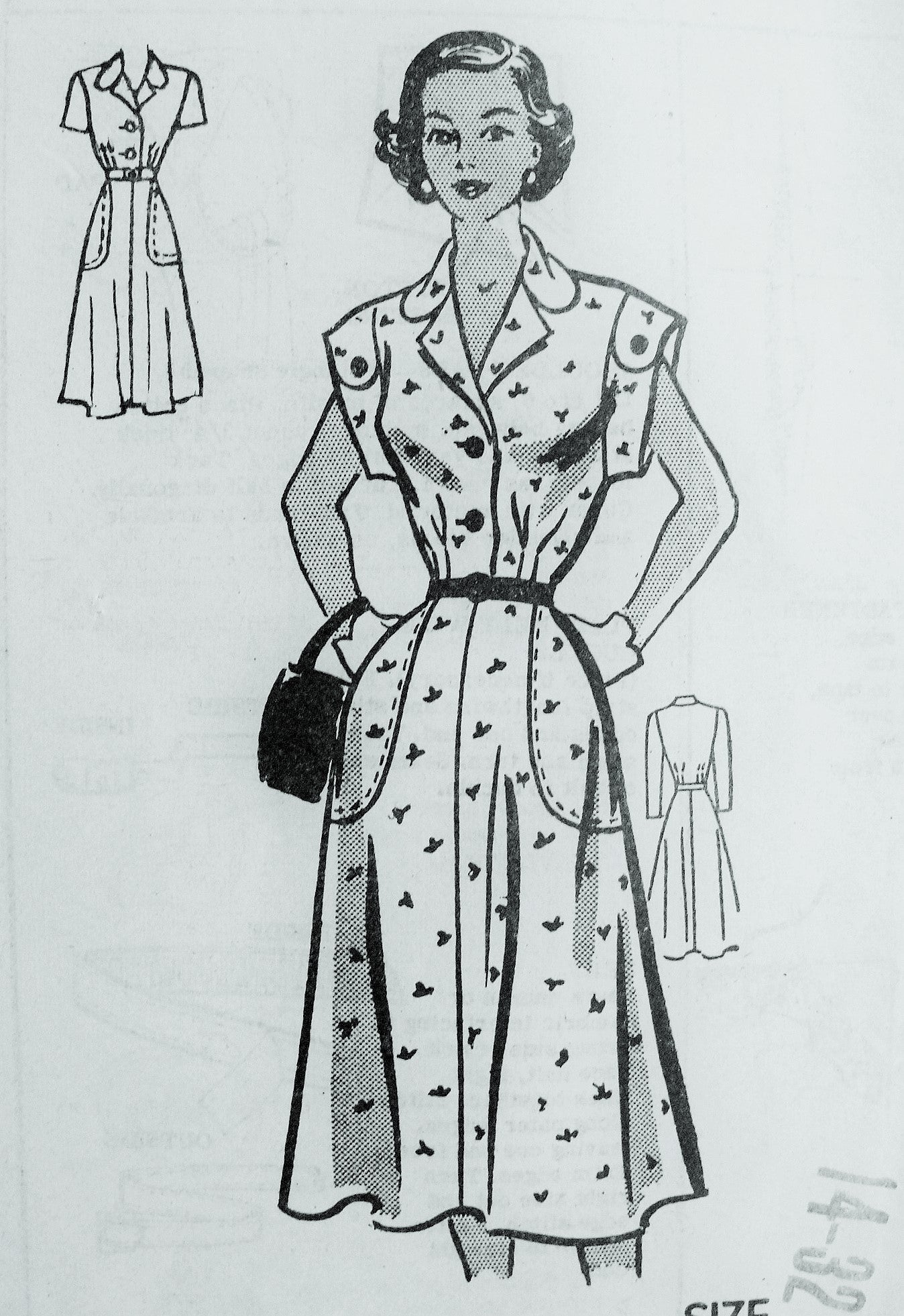 Vintage 1950s STYLISH Shirt Dress with Pockets Marian Martin 9295 Sewing Pattern Bust 32