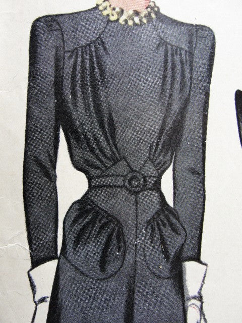 1940 BEAUTIFUL Day or Dinner Evening Dress Pattern McCALL 3908 WW II Era 2 Style Versions Lovely Design Bust 32 Vintage Sewing Pattern