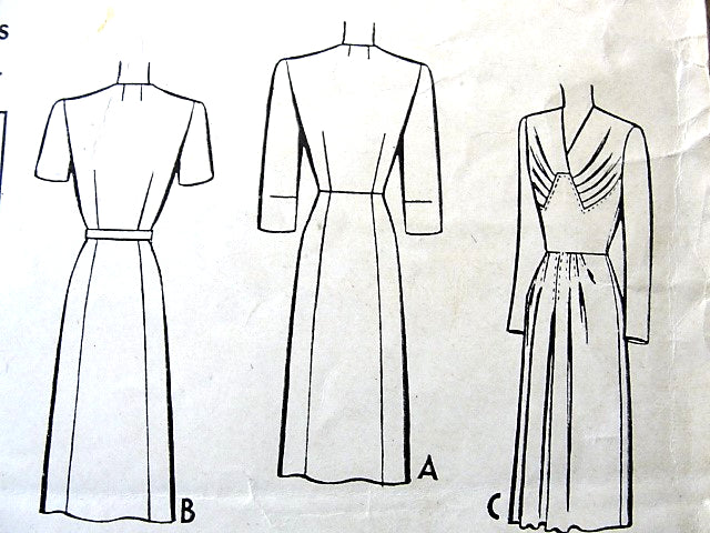1940s BEAUTIFUl Draped Bodice Dress Pattern McCALL 5270 WW II Daytime or After 5 Lovely Dress Bust 32 Vintage Sewing pattern