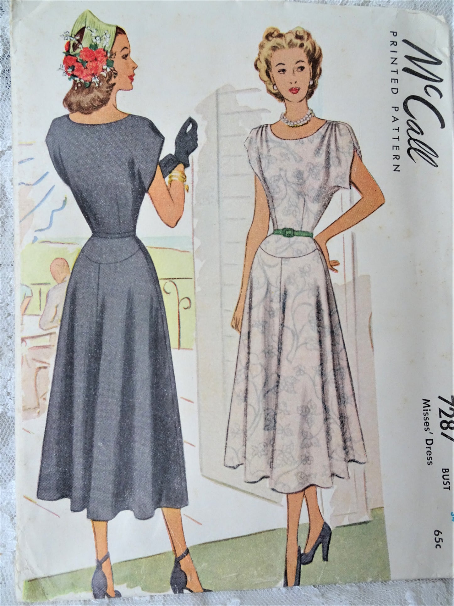 1940s FLATTERING Dress Pattern McCall 7287 Draped Shoulders Flattering Yoked Skirt Day or Evening Cocktail Dress Bust 34 Easy To Sew Vintage Sewing Pattern FACTORY FOLDED