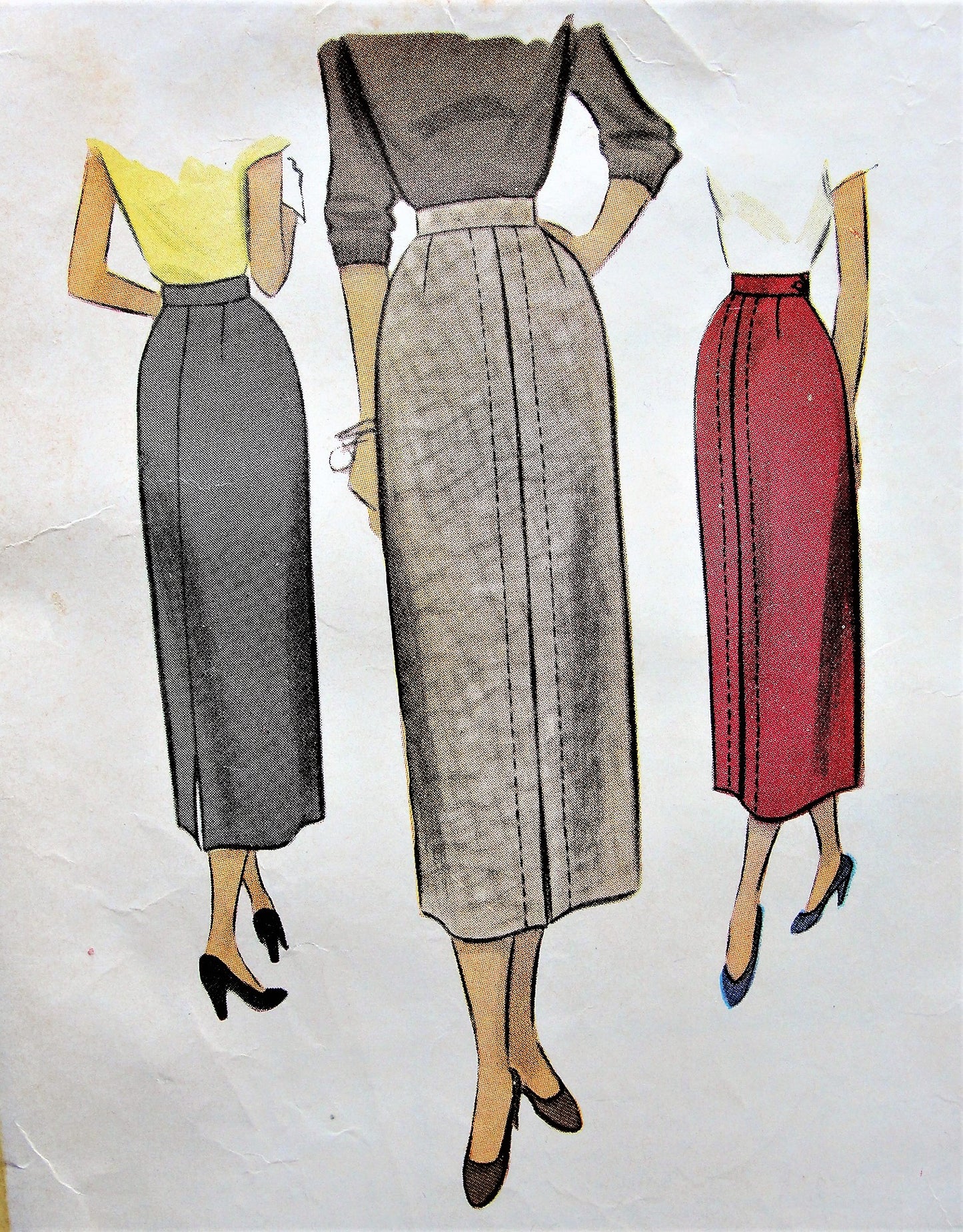 1940s CLASSY Slim Skirt Pattern McCALL 7930 Dart Fitted Slim Skirt Waist 28 Vintage Sewing Pattern