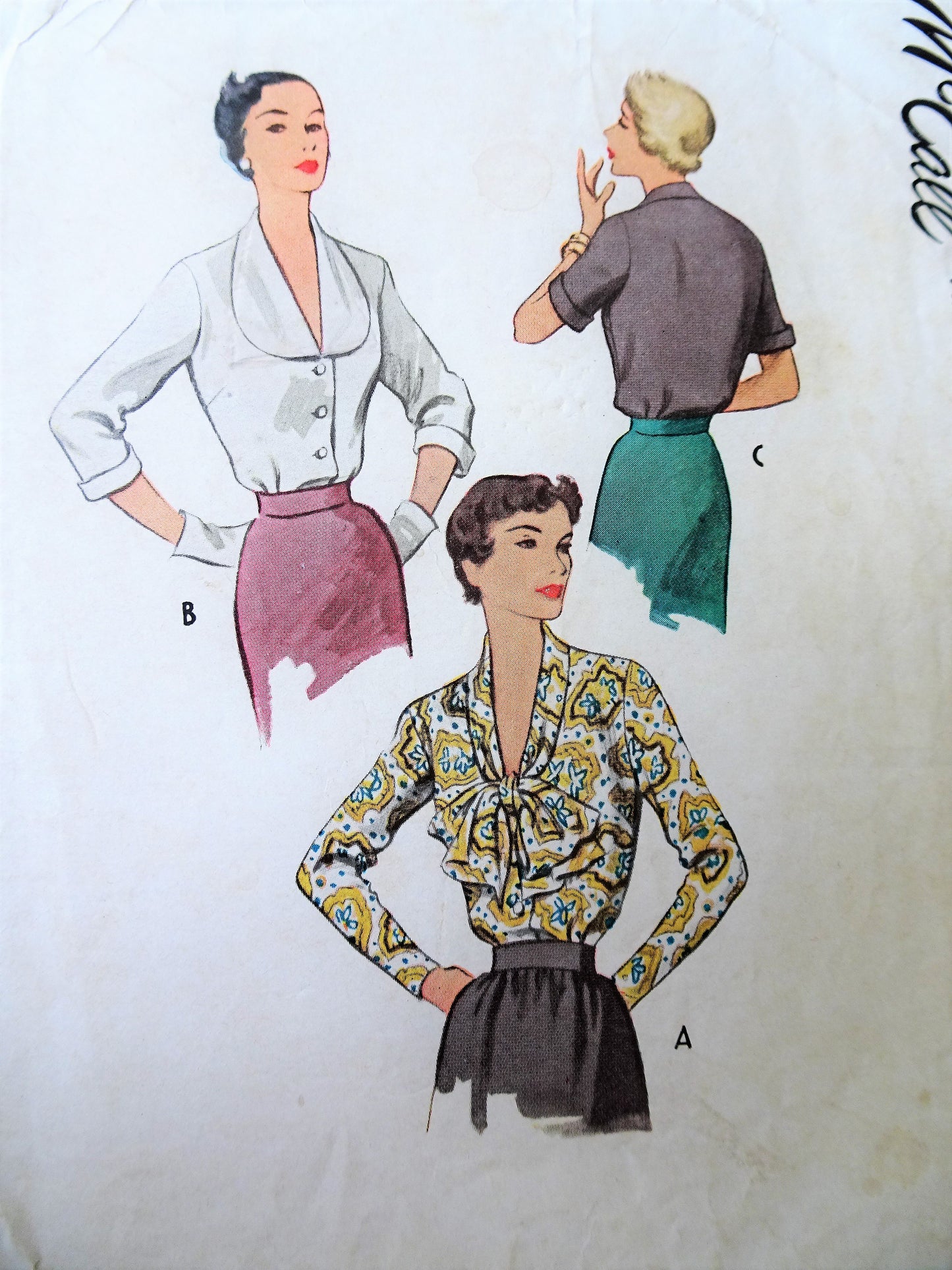 1950s BEAUTIFUL Blouses Pattern McCALL 8160 Three Lovely Versions, Bust 32 Vintage Sewing Pattern