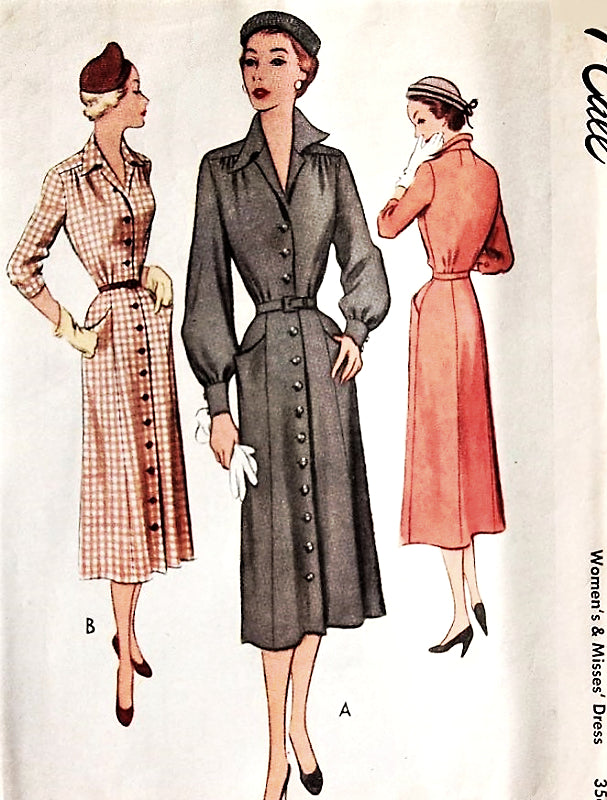 1950s STYLISH Tailored Dress Pattern McCALL 8208 Smart Day Dress Bust 30 Vintage Sewing Pattern FACTORY FOLDED