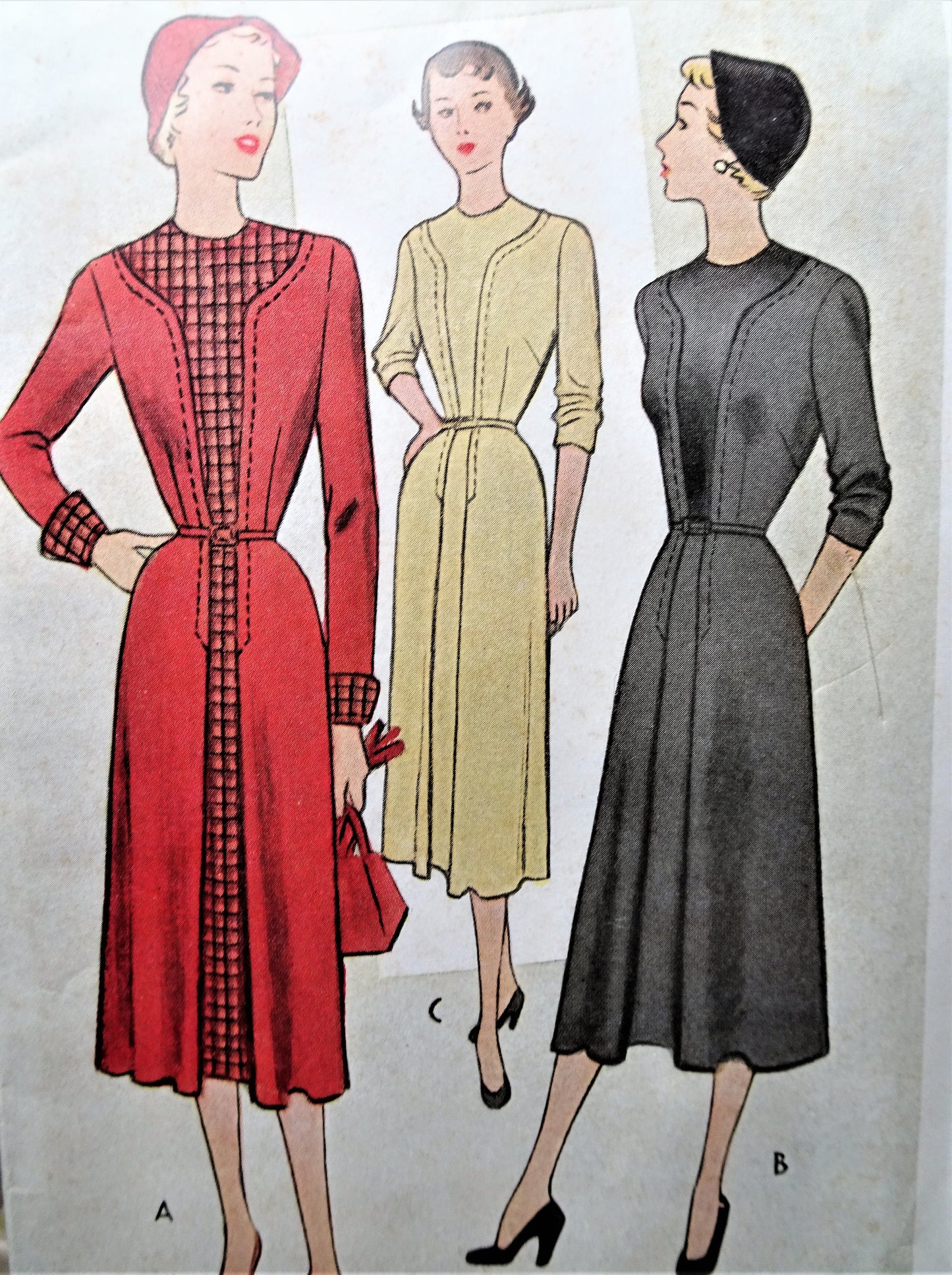 1950s EYE CATCHING Dress Pattern McCALL 8247 Beautiful Flattering Design Bust 36 Vintage Sewing Pattern FACTORY FOLDED