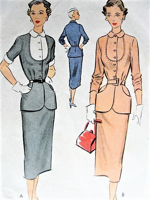 Vintage 1950s CLASSY Two Piece Suit McCall 8342 Sewing Pattern Bust 34