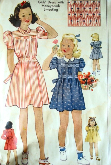 CUTE 1940s Sweet Little Girls Puff Sleeved Dress Pattern McCALL 857 Ho – So Vintage Patterns