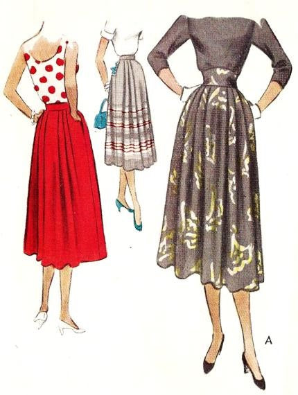 1950 LOVELY Skirt Pattern McCall 8296 Shaped and Raised Waistband or Regular Softly Pleated Skirt Waist 24 Vintage Sewing Pattern