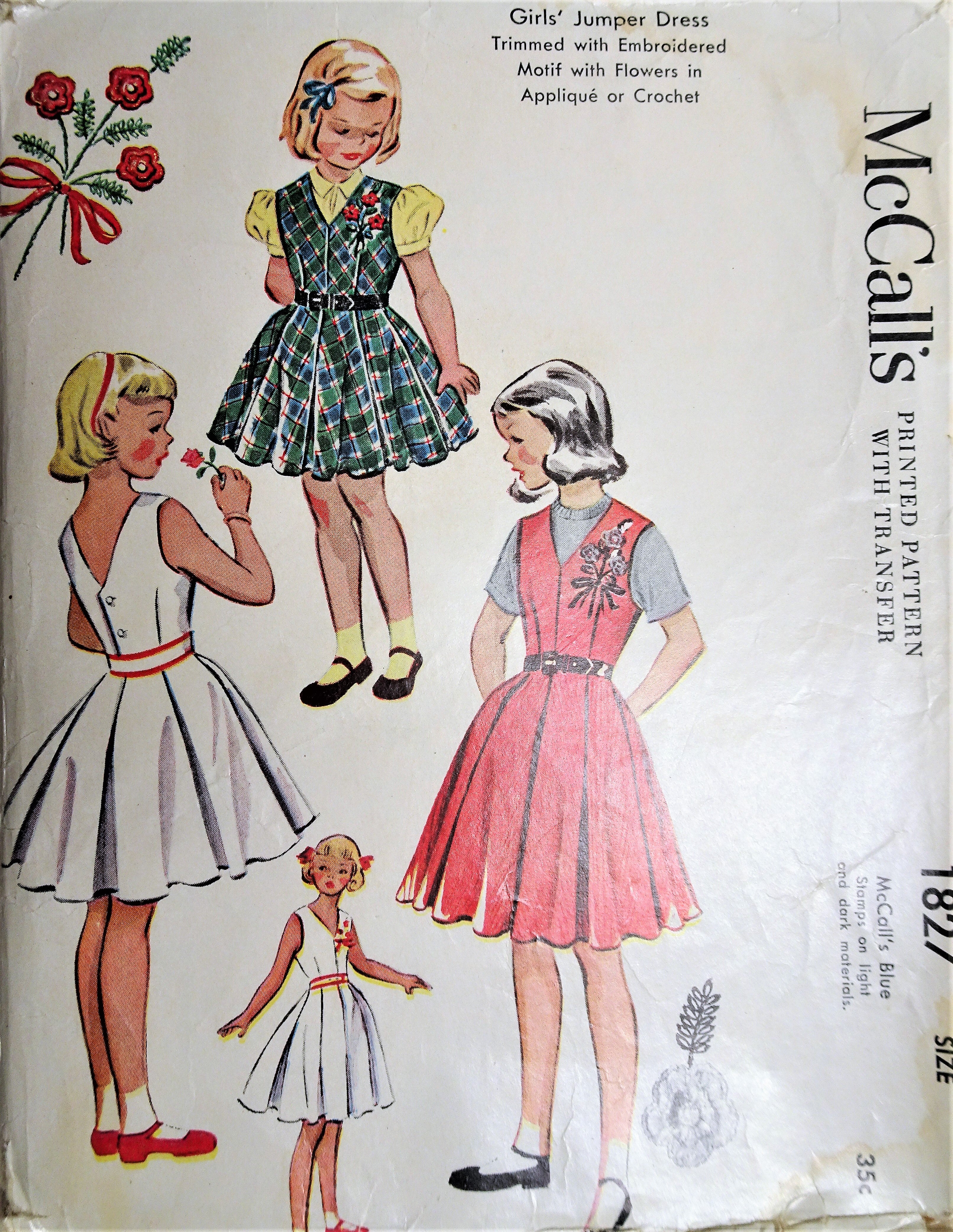 1950s ADORABLE Little Girls Jumper Dress Pattern McCALLS 1827 Girls Dr – So Vintage Patterns