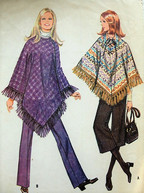 1970s Poncho, Culottes and Pants Pattern McCALLS 2456 2 Versions Bust 34 Vintage Sewing Pattern