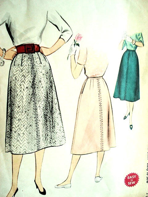 1950s Skirt EASY To Sew Pattern McCALLS 3338 Waist 23 Vintage Sewing Pattern
