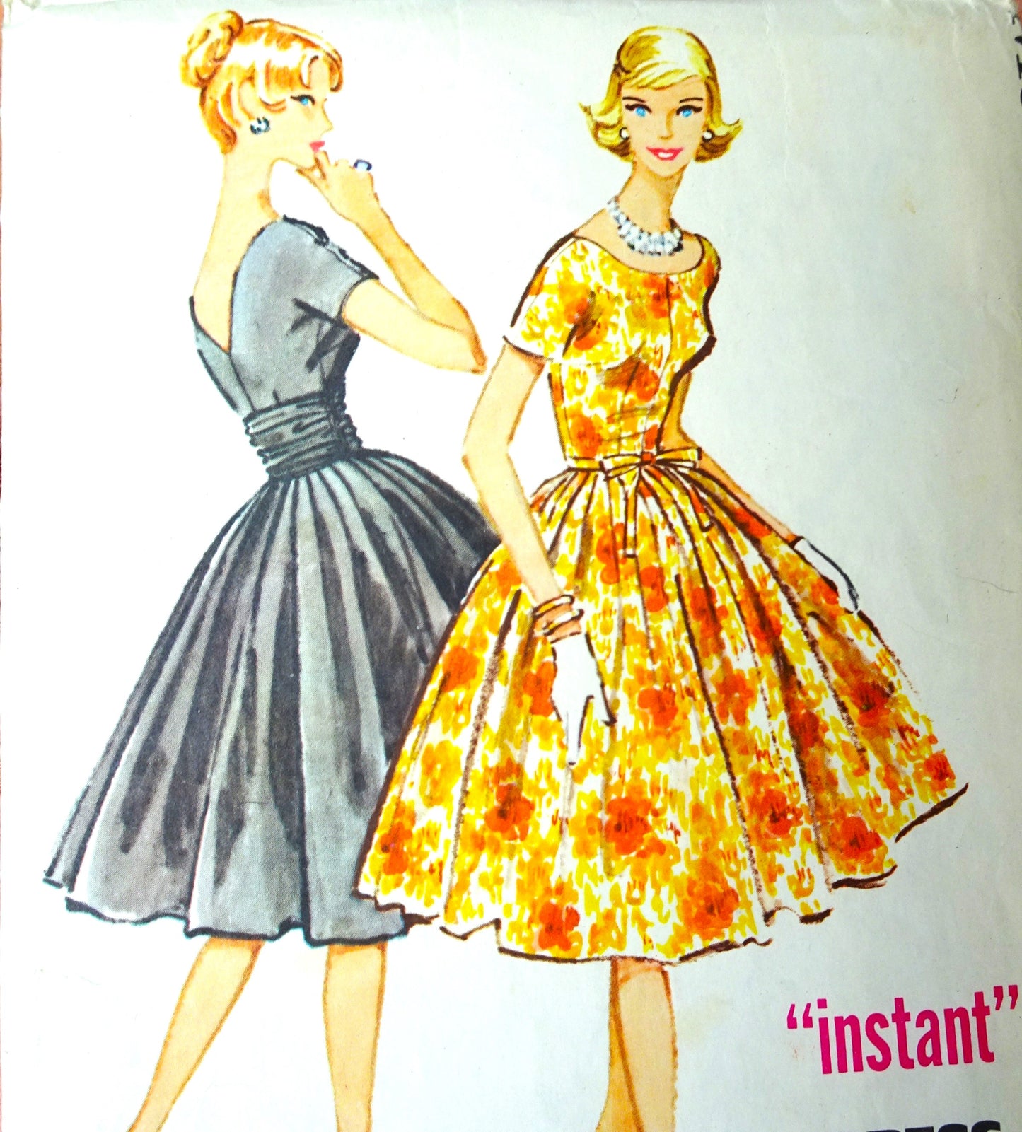 1950s BEAUTIFUL Party Dress Pattern McCALLS 4918 Lovely Full Skirt Dress V Back, Bust 32 Vintage Sewing Pattern