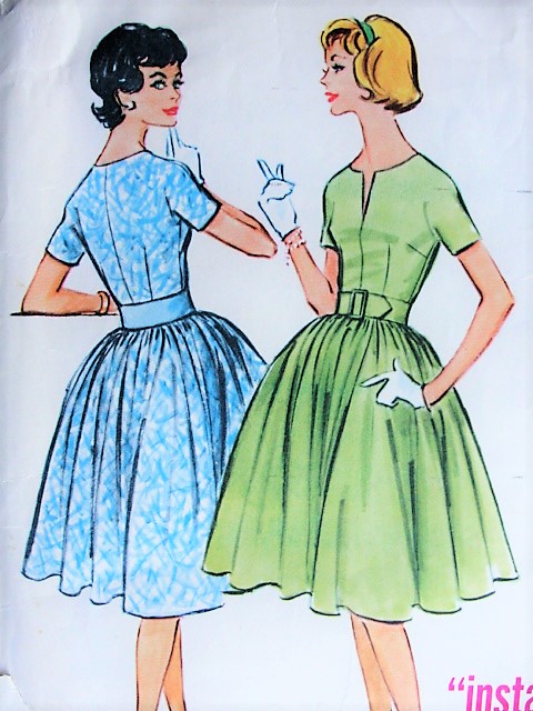 Late 1950s BEAUTIFUL Dress Pattern McCALLS 5001 Slit Neckline and Full Skirt, Day or Party, Bust 32 Vintage Sewing Pattern