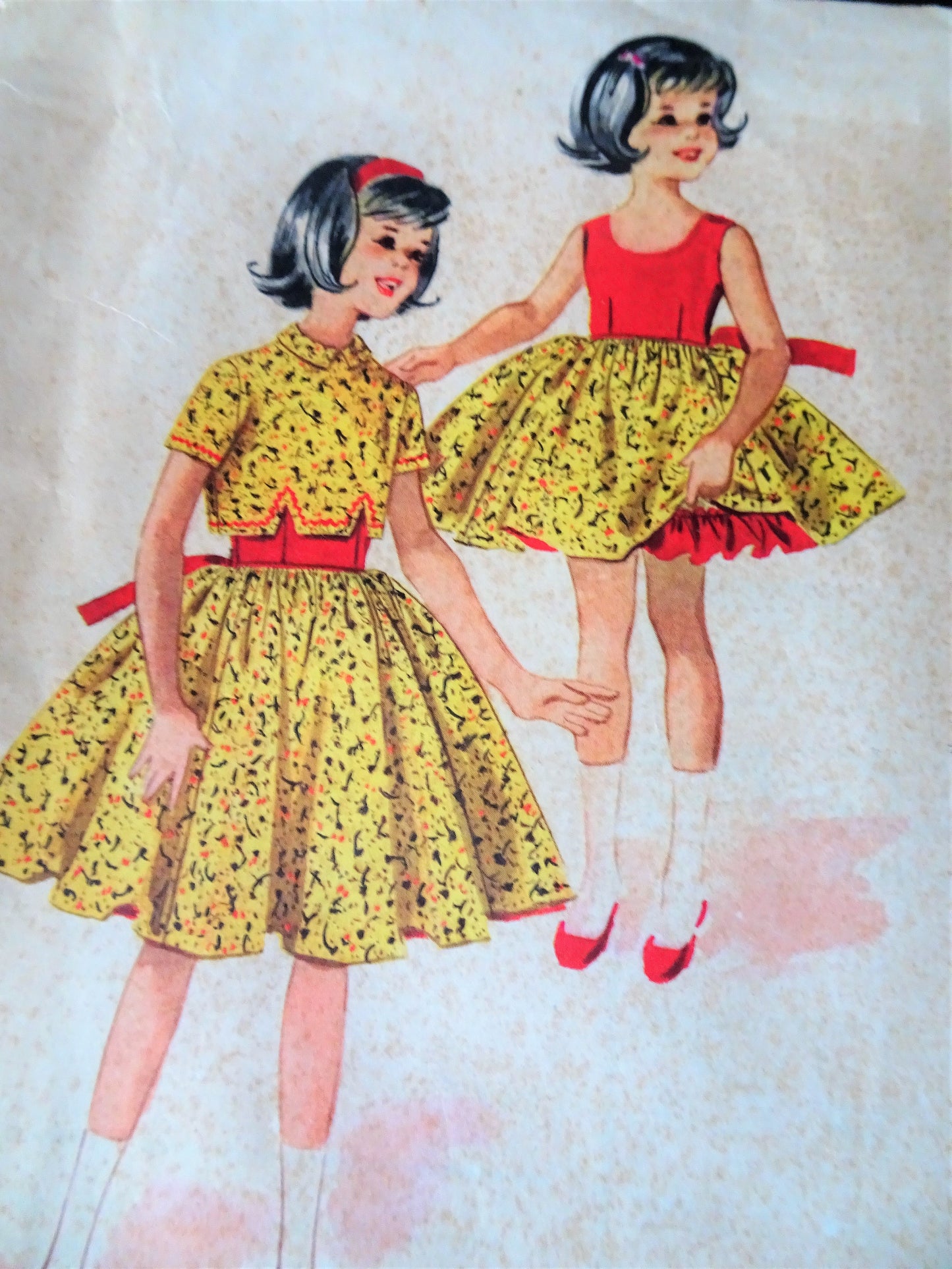 1950s PRETTY Girls' Dress with Attached Petticoat and Jacket Pattern McCALLS 5265 Lovely Design Size 8 Vintage Sewing Pattern