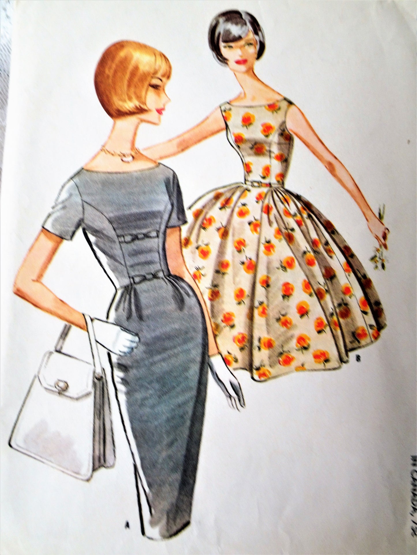 1960s LOVELY Day or Evening Party Dress Pattern McCALLS 5885 Slim or Full Skirt Dress,Figure Flattering, Bust 34 Vintage Sewing Pattern