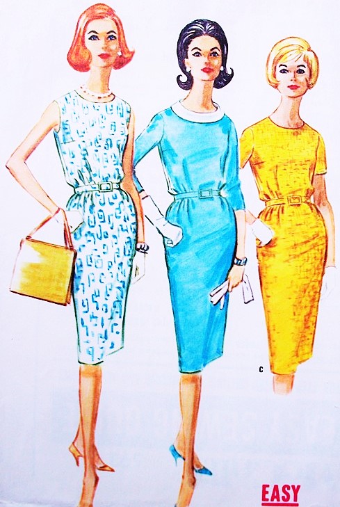 1960s Easy To Sew Slim Wiggle Dress Pattern McCALLS 5921 Proprotioned Dress Detachable Collar Bust 36 Vintage Sewing pattern