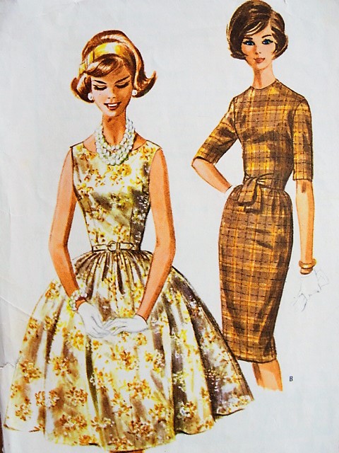1960s Vintage CLASSIC Dress with Slim or Full Skirt McCalls 6038 Bust 34 Sewing Pattern