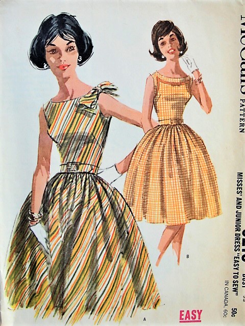 1960s PLAYFUL Dress in Two Styles McCall's 6219 Bust 33 Vintage Sewing Pattern