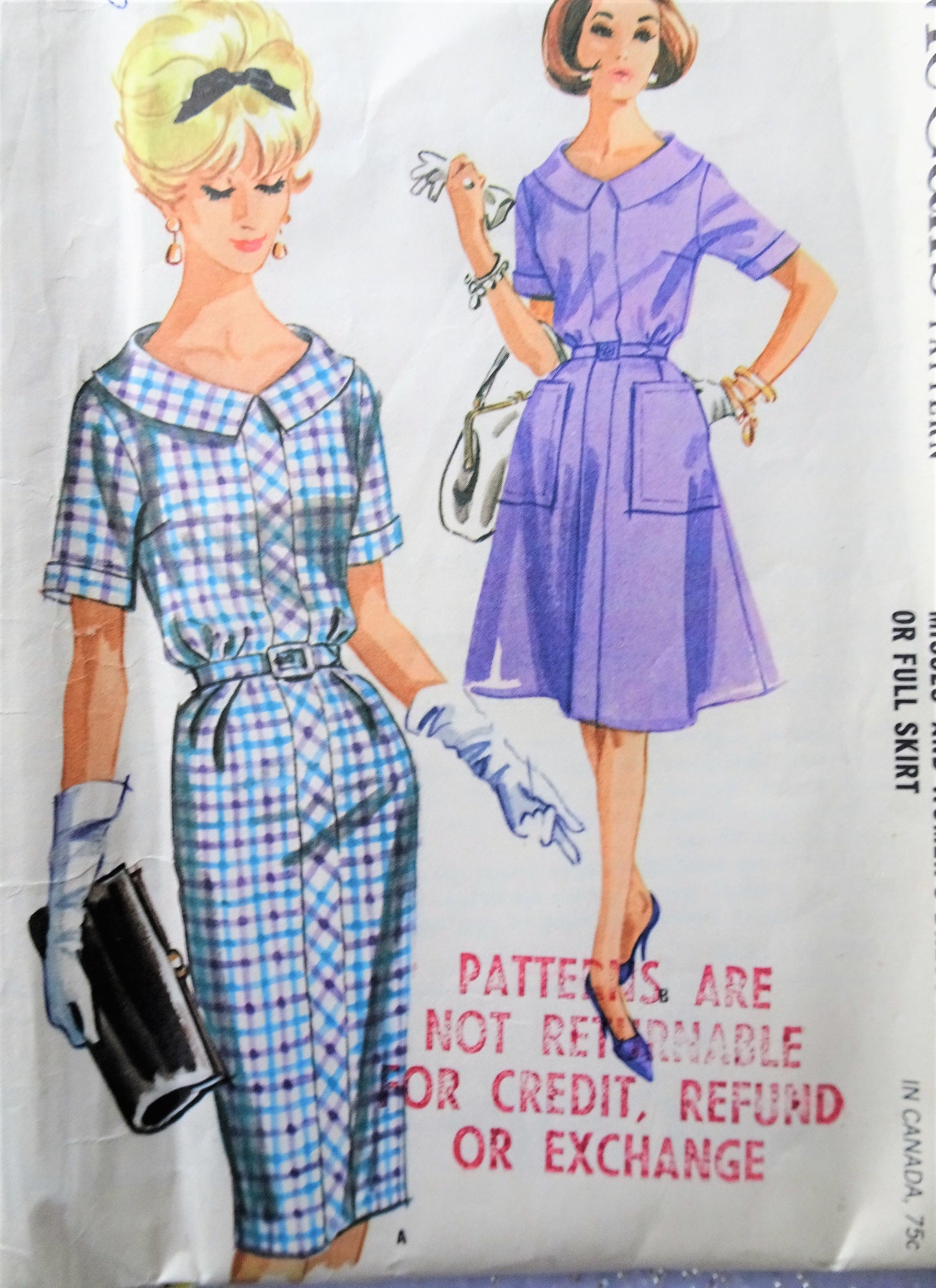 Early 60s Slim or Full Skirt Dress Pattern McCALLS 6280 Pretty Neckline Design, Bust 36 Vintage Sewing Pattern FACTORY FOLDED