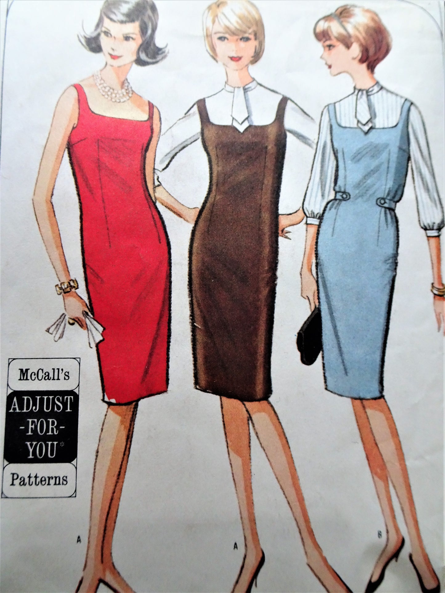1960s Dress or Jumper and Blouse Pattern McCALLS 7381 Easy To Sew Slim Party Dress or Jumper and Pretty Blouse Bust 31-32 Vintage Sewing Pattern