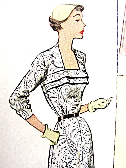 1950s Beautiful Dress Pattern McCALLS 8514 Striking Neckline Daytime or Cocktail Dress Bust 30 Vintage Sewing Pattern FACTORY FOLDED
