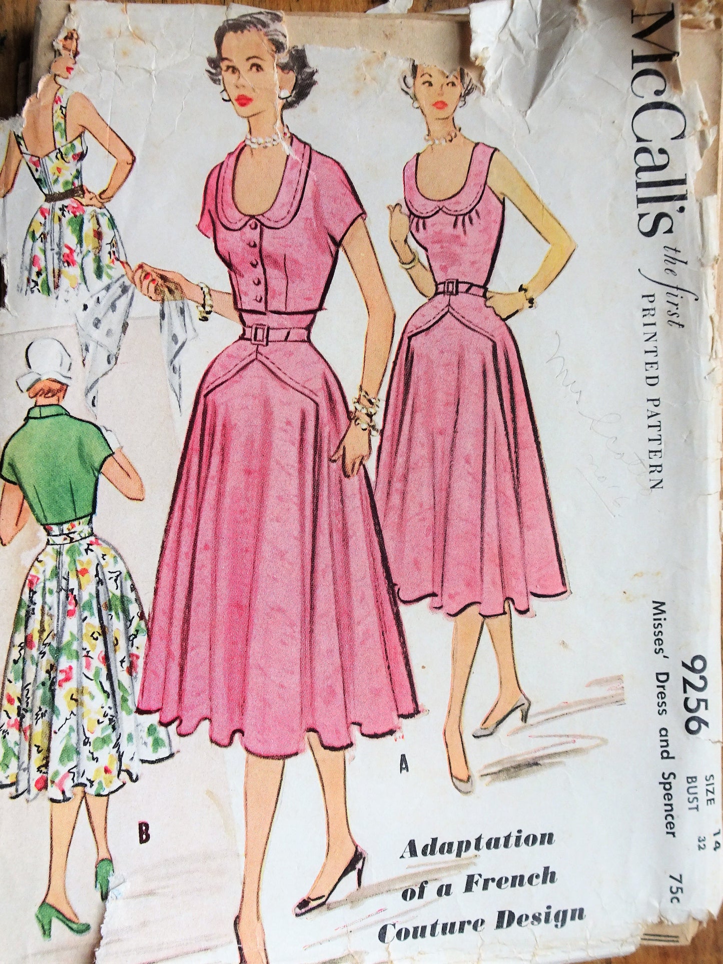 1950s WONDERFUL Dress and Spencer Jacket Pattern McCALLS 9256 Adaptation of a French Couture Design, Beautiful Dress and Jacket, Bust 32 Vintage Sewing Pattern